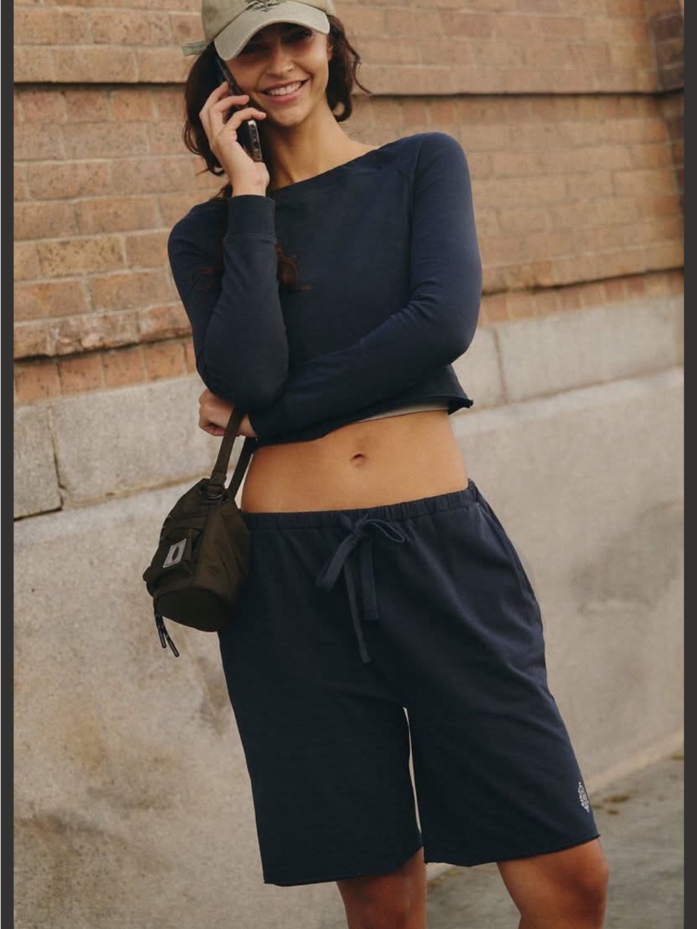 FP Movement by Free People Navy Off-Shoulder Crop Top